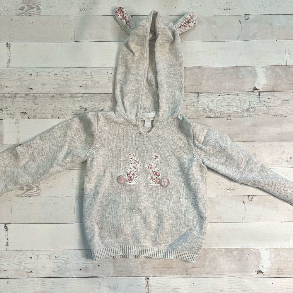 Girls Little White Company Hooded Spring Sweater